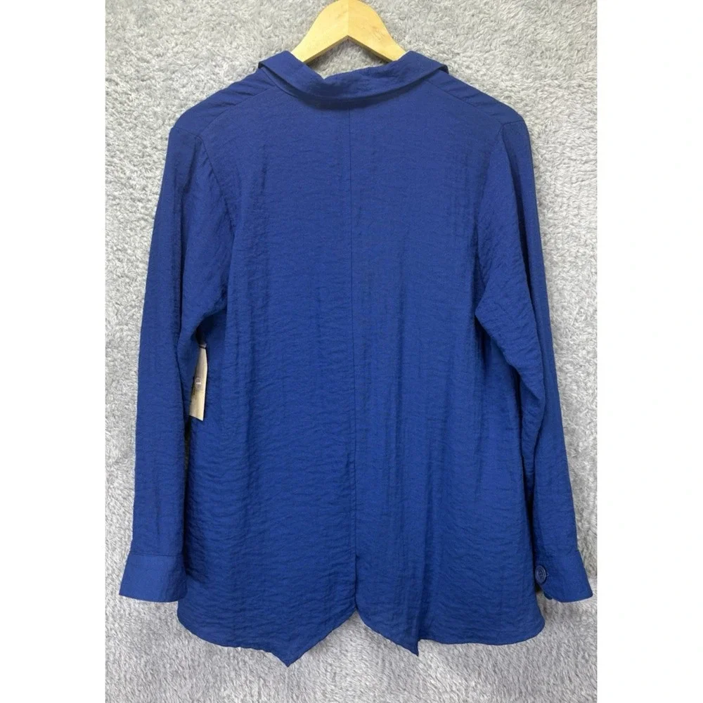 NEW Habitat Womens S Blue Rayon Blend Tunic Button Up Oversized Lagenlook Artsy